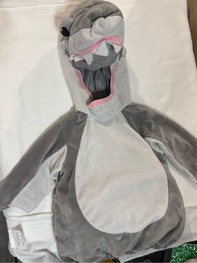Koala Kids Gray and Pink Shark Costume Hoodie Onesie